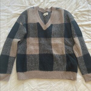 Lucky Brand Knit V-Neck Sweater in Black and Tan